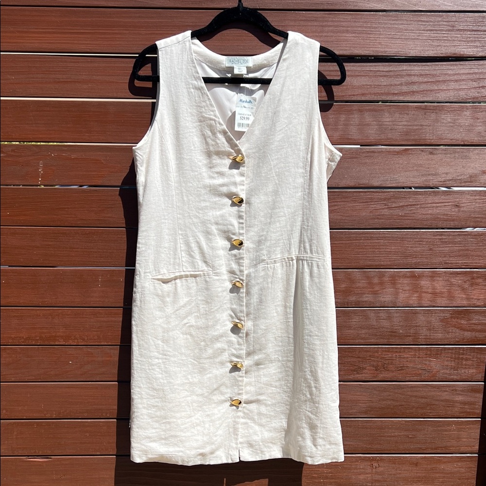 NWT Linen Cream Sleeveless Mini Dress